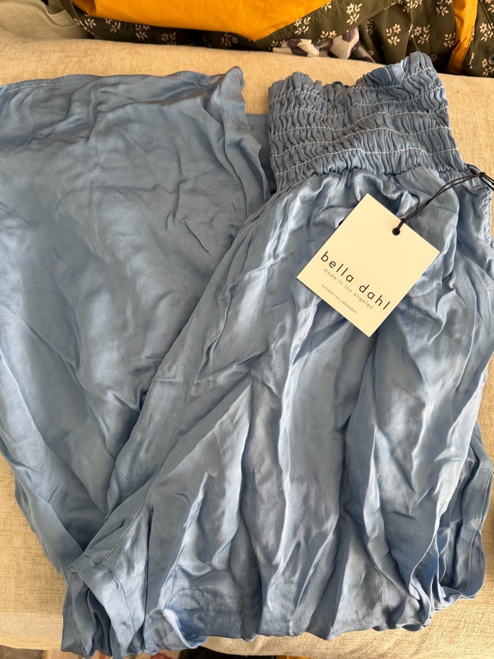 Bella Dahl Dusty Blue Smocked Waist Maxi Skirt